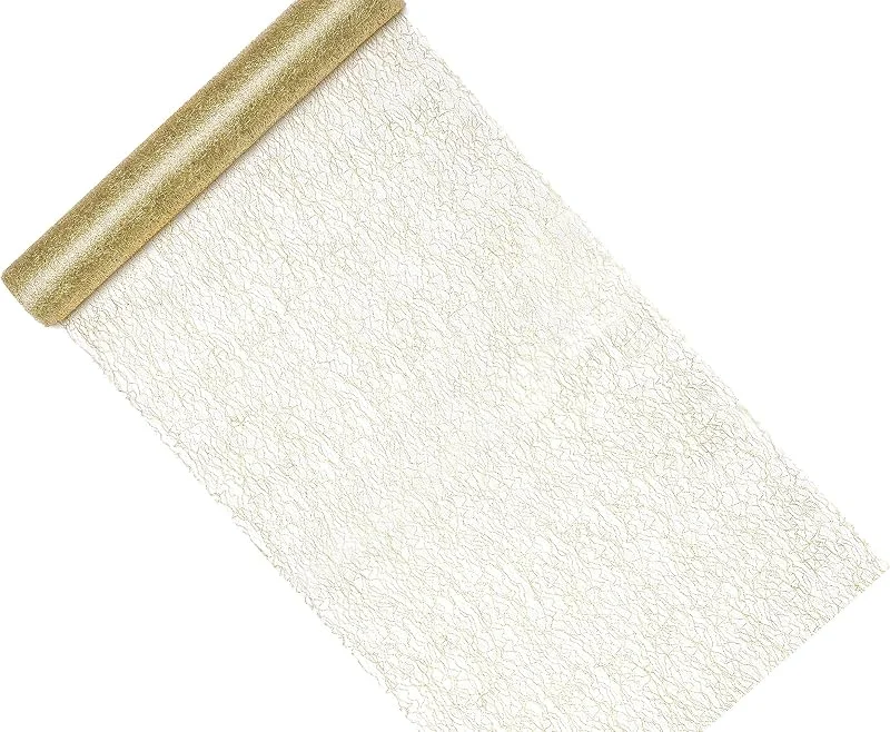 Besuche den PartyDeco-Store Tischläufer Gold in Netzoptik 36cm x 9m Rolle - Metallic glänzender Netzband - goldenes Deko Tischband Schleifenband - Tischdeko Hochzeit Goldene Tischdekoration Weihnachten — Küche & Haushalt