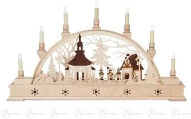 Besuche den Rudolphs Schatzkiste-Store Rudolphs Schatzkiste Schwibbogen mit Seiffener Kirche und Kurrende, elektrisch beleuchtet Breite x Höhe x Tiefe 64 cmx36 cmx7, 5 cm NEU Erzgebirge Lichterbogen Fensterbild — Weihnachtsdeko