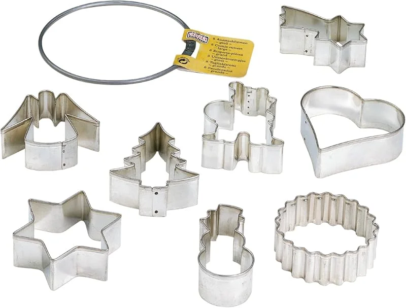 Besuche den ORIGINAL KAISER-Store Original Kaiser Ausstechformen-Ring groß 8-teilig, Weihnachten Starter-Set Keksausstecher, Plätzchenformen in unterschiedliche Größen, spülmaschinengeeignet, Silber — Weihnachtskueche