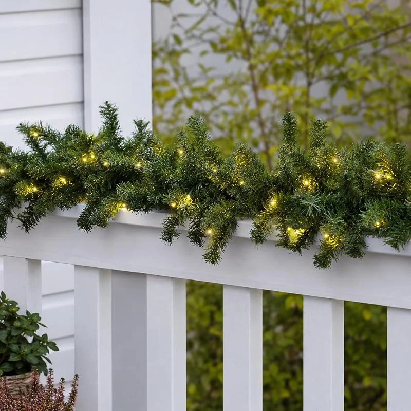 Besuche den Mojawo-Store XXL Weihnachtsbeleuchtung Girlande beleuchtet Tannengirlande 100 LED Lichterkette 810 cm Weihnachten innen und außen batteriebetrieben — Weihnachtsdeko