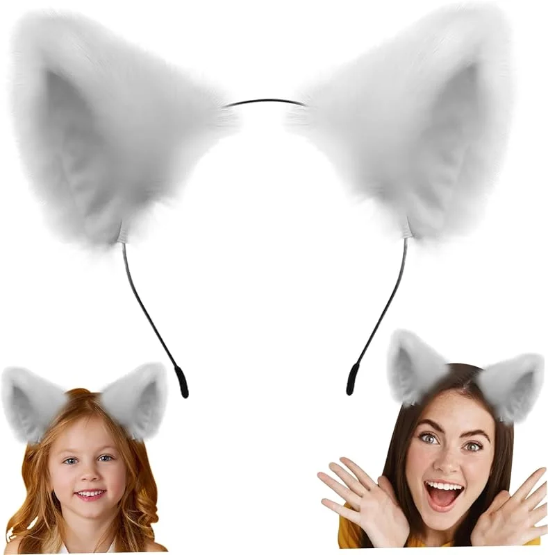 Marke: Muzrunq Weiße Katzenohren Stirnband Kunstfell Pelzohren Haare Hoop Katze Cosplay -Party -Kostümzubehör Süßes Katzen -Stirnbänder Pelzige Ohren, Katzen Cosplay, Katzenstirnbänder für Mädchen — Weihnachtsmode