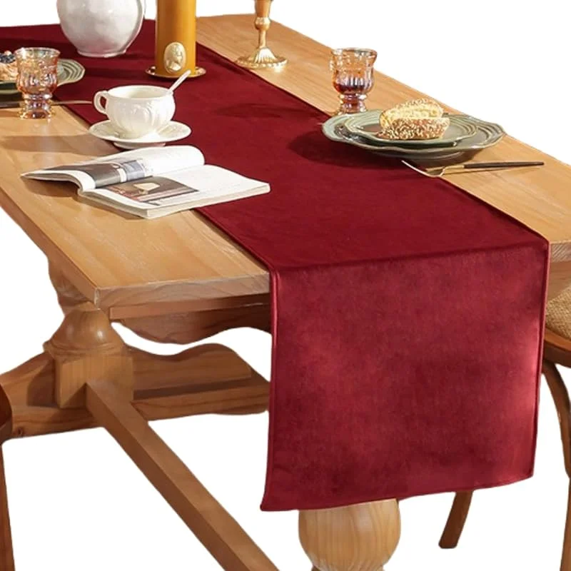 Marke: HSTWODE 1 Stück Samt Tischläufer, Tischläufer Modern, Abwaschbar, für Esszimmer Party Urlaub Draußen Drinnen Dekoration (33 x 160cm, burgundisch) — Küche & Haushalt