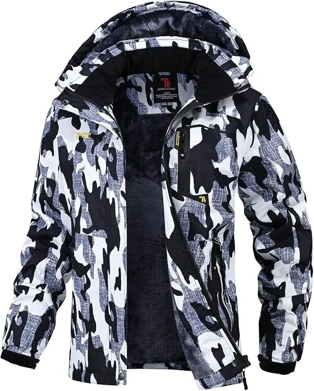Besuche den donhobo-Store donhobo Damen Jacken Fleecejacke Winterjacke Wasserdicht Atmungsaktiv Verdickt Warm Winddicht Softshelljacke Outdoor Funktionsjacke mit Abnehmbare Kapuzen — Heizkleidung