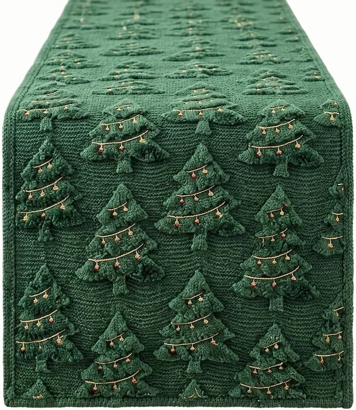 Marke: Ginwrek Weihnachts-Tischläufer 33 x 183 cm Dekoration grüner Weihnachtsbaum — Küche & Haushalt