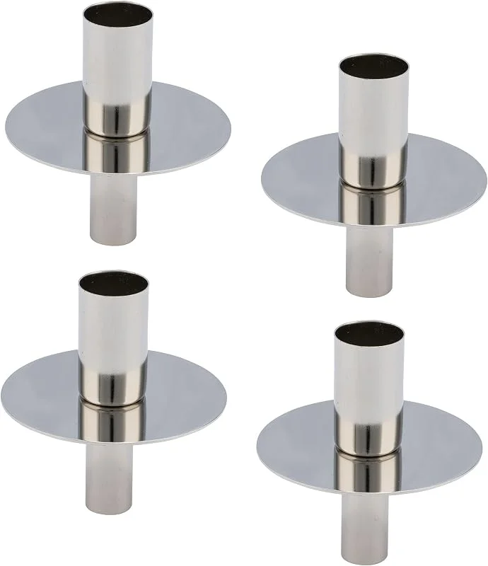 Besuche den Spetebo-Store Metall Flaschen Kerzenhalter 4er Set je 8 cm - Silber - Flaschenaufsatz für Stabkerzen - Advent Kerzen Ständer Leuchter Einsatz für Tafelkerzen — Kerzenlicht Abendessen
