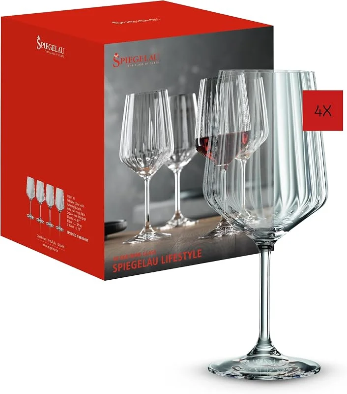 Besuche den Spiegelau-Store Spiegelau 4-teiliges Rotweingläser Set, 630 ml, LifeStyle, 4450171, Weingläser aus Kristallglas, Rotwein Gläser spülmaschinenfest — Wein und Festtafel
