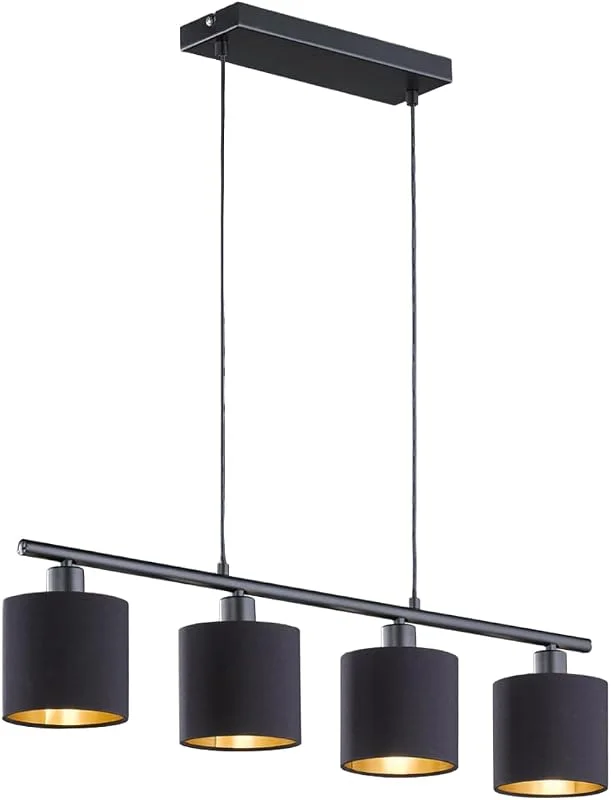 Besuche den RL LIVE YOUR LIGHT-Store Reality Leuchten Tommy R30334079 Pendelleuchte, Metall Schwarz Matt, Stoffschirm, Schwarz — Kerzenlicht Abendessen