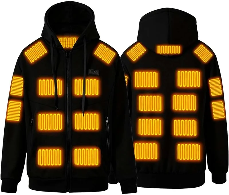 Besuche den UHouse-Store Beheizbarer Zipper Hoodie Herren Beheizte Jacke mit Kapuze Winterjacke — Heizkleidung