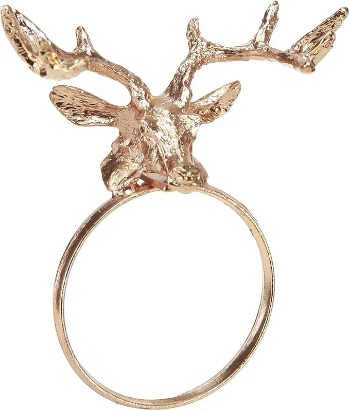 Marke: Kaemingk Kaemingk Serviettenringe Hirschkopf 3, 7x5, 5x3cm Metall 4er Set - goldene Hirsch Serviettenhalter für die Weihnachts- und Winterzeit - Tischdeko für Weihnachten Hochzeit - Gold — Advent und Tisch