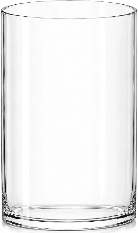 Marke: Royal Imports Royal Imports Blumenvase aus Glas, dekorativer Tafelaufsatz für Zuhause oder Hochzeit, Zylinderform, Höhe ca. 20 cm, Öffnung ca. 12, 5 cm Öffnung, transparent — Kerzenlicht Abendessen