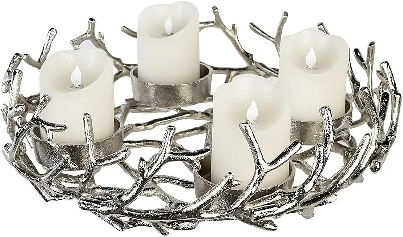 Besuche den Casablanca modernes Design-Store Casablanca [SA2021, 08] Adventsleuchter Twigs antik-silberD.42cm — Kerzenlicht Abendessen