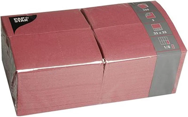 Besuche den PAPSTAR-Store Papstar Servietten, Tissueservietten bordeaux (250 Stück), 33 x 33 cm, 3-lagig, 1, 8-Falz, in der 250er Gastronomie Packung, ideal für den Gastrobereich und große Feste, #84577 — Advent und Tisch