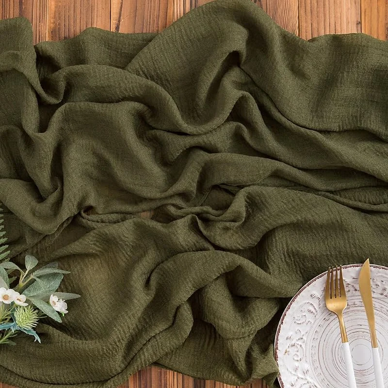 Besuche den AOKSUNOVA-Store AOKSUNOVA Käsetuch Tischläufer Musselin Hochzeit Dekostoff Olivgrün — Küche & Haushalt