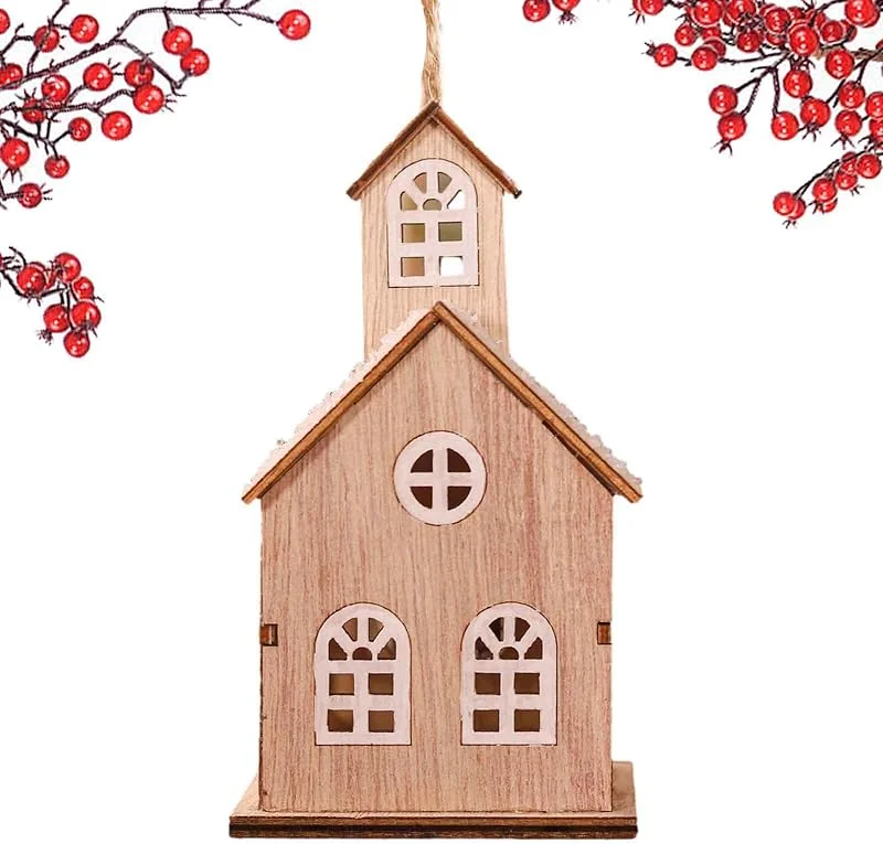 Marke: Generisch Weihnachtsdorfhaus, beleuchtetes Weihnachtsdorf - rustikales dekoratives — Weihnachtsdeko