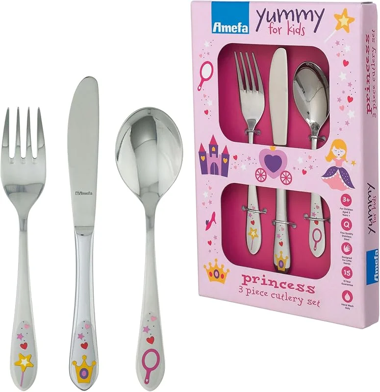 Besuche den Amefa-Store Amefa Princess Kinderbesteck, 3-teilig - Königliches Design — Geschenkverpackung