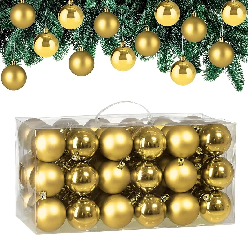 Besuche den Deuba-Store DEUBA Weihnachtskugeln 54er Set Ø 6 cm aus Kunststoff Gold — Weihnachtsdeko