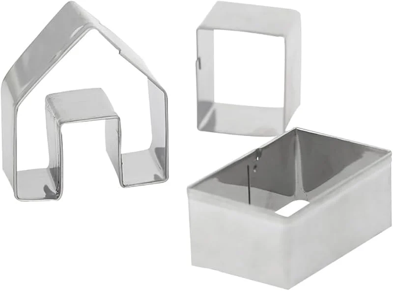 Marke: CUCUFA 3Pcs Lebkuchenhaus Ausstechformen, Metall Ausstechformen Set Edelstahl Backformen Kleine Xmas Lebkuchenhaus Kit Mini Ausstecher für Urlaub Winter Weihnachten — Weihnachtskueche