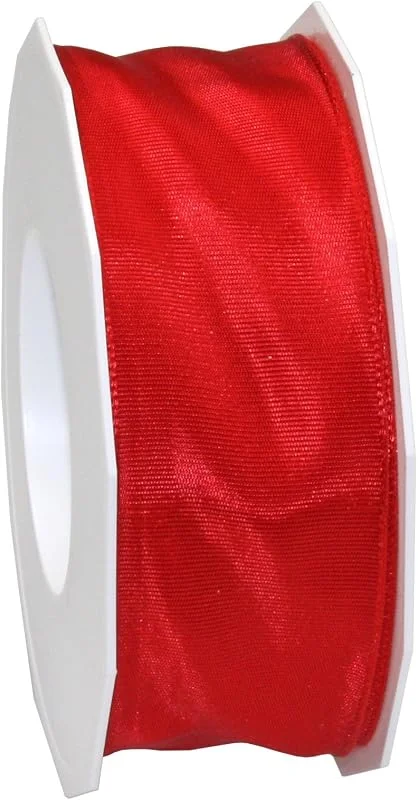Besuche den PRÄSENT-Store PRÄSENT LYON Band mit Drahtkante rot, 25 m Dekoband zum Verzieren & Basteln, 40 mm Breite, leicht biegsames Schleifenband, für festliche Dekos zu besonderen Anlässen — Geschenkverpackung