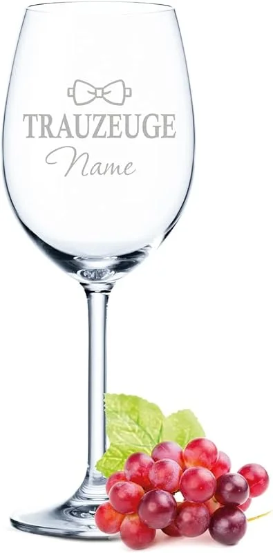 Besuche den GRAVURZEILE-Store GRAVURZEILE Weinglas mit Gravur - Trauzeuge - Personalisiert mit Name - Geschenk für Freund Bruder zur Hochzeitsfeier - Geschenk zur Hochzeit oder Verlobung — Wein und Festtafel