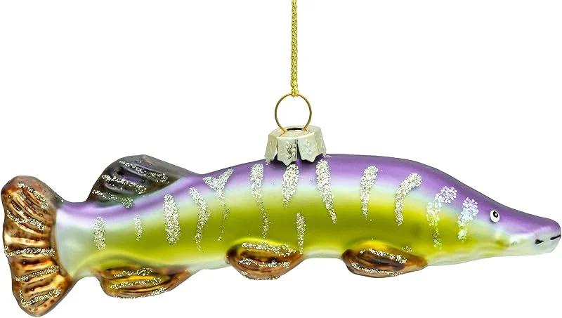Besuche den SIKORA-Store SIKORA Hecht besondere Weihnachtskugel Glas Christbaumschmuck Deko Figur Weihnachten Anhänger Ornament - Trend Line - BS499 — Weihnachtsdeko