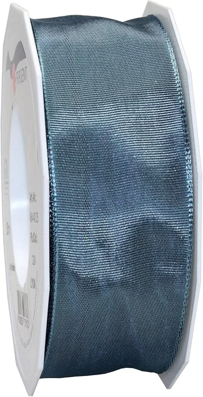 Besuche den PRÄSENT-Store PRÄSENT LYON Band mit Drahtkante stahlblau, 25 m Dekoband zum Verzieren & Basteln, 40 mm Breite, leicht biegsames Schleifenband, für festliche Dekos zu besonderen Anlässen — Geschenkverpackung