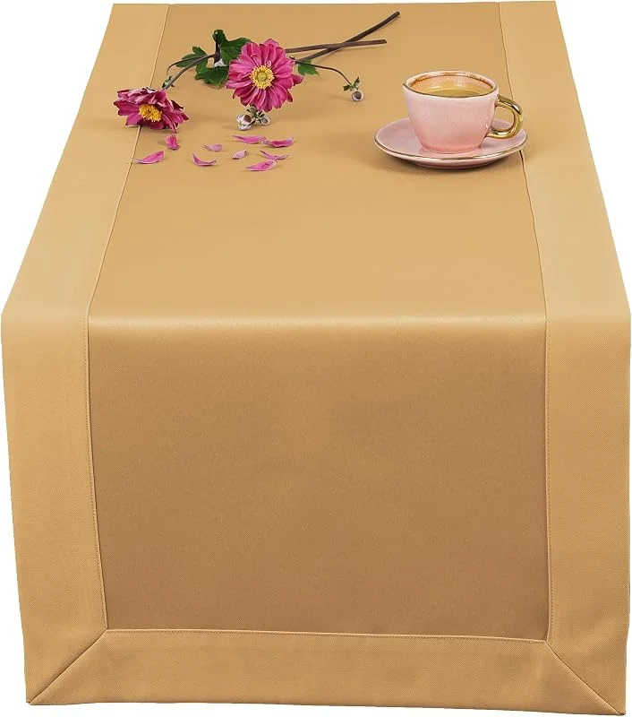 Marke: invitta Tischläufer Classic Elegance Honigfarben 40x80 cm, Uni Glatt Elegant mit 5 cm Kuvertsaum Fleckabweisend mit Lotuseffekt 100% Polyester, O5 H200 342 — Küche & Haushalt