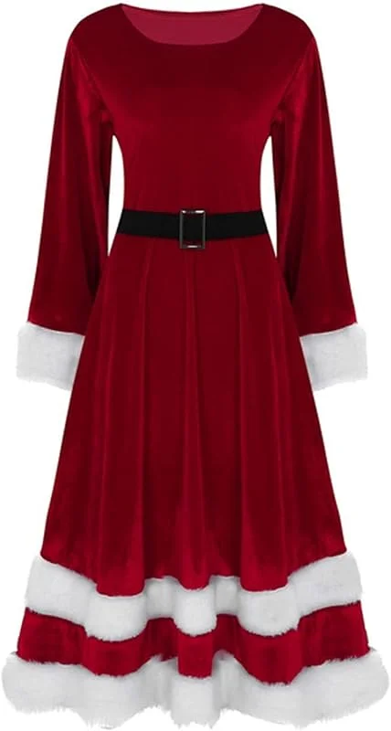 Marke: Generisch Generisch Weihnachtsfrau Kostüm Damen Weihnachtsmann Kleid Mit Kapuze Nikolaus Weihnachten Rot Weihnachtskostüme Samt Party Cosplay Kleider Santa Weihnachtsoutfit — Weihnachtsmode