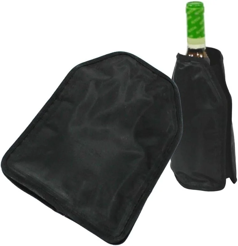 Besuche den FACKELMANN-Store Fackelmann Flaschenkühlerhülle für Wein- und Sektflaschen, elastisches Nylon mit universeller Passform und Gelkühlung, gefriergeeignet, 22 x 16 cm, schwarz, 1 Stück — Wein und Festtafel