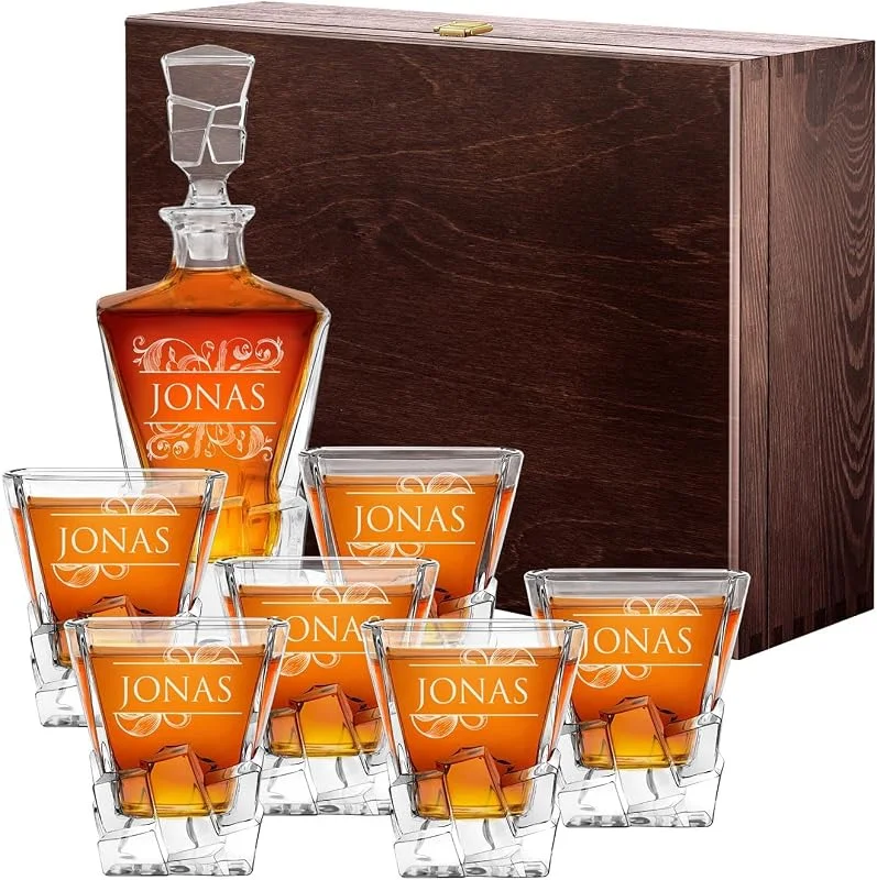 Besuche den Maverton-Store Maverton 950 ml Whiskey Karaffe + 6er Whiskygläser Set mit Gravur — Wein und Festtafel