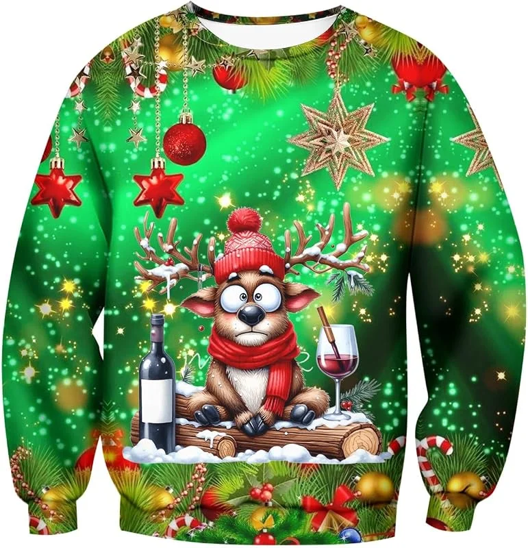 Marke: pvucpot pvucpot Weihnachtspullover Herren & Damen – Ugly Christmas Sweater 3D Druck, Lustige Funky Weihnachtspulli, Casual Weihnachtsoutfit, Unisex Pullover Sweatshirt Für Männer & Frauen Xmas Geschenk — Weihnachtsmode