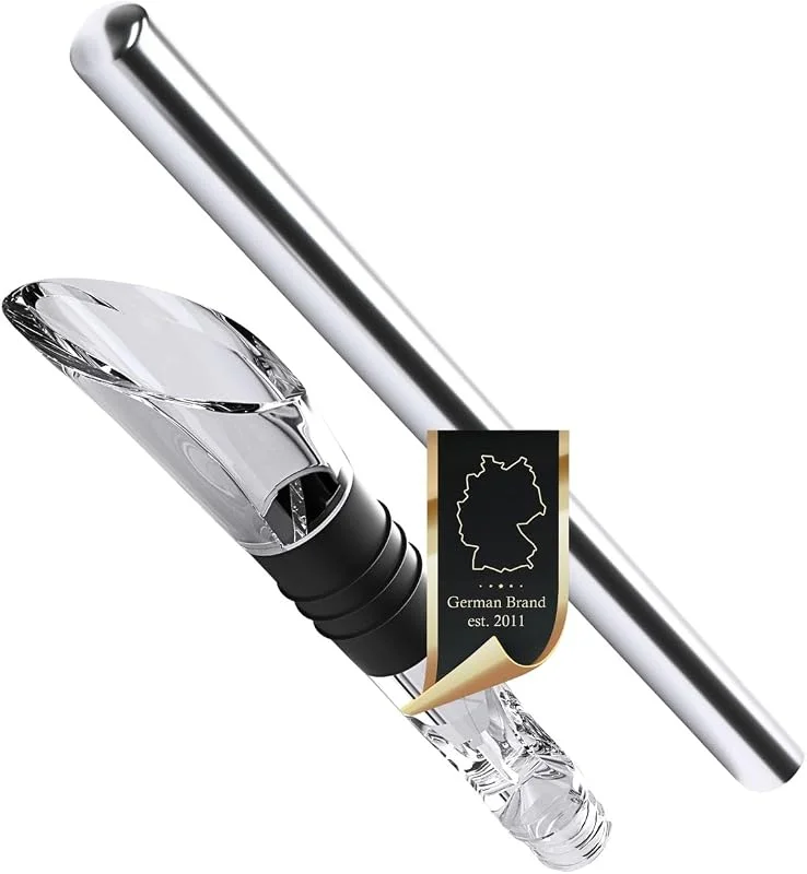 Besuche den INTIRILIFE-Store Intirilife Weinkühler Stab mit Ausgießer & Belüfter – Edelstahl Wein Kühler für Flaschen – Schnelle Kühlung ohne Verwässern – Tropffreier Weinausgießer mit Silikondichtung –Für Rotwein Weißwein & Sekt — Wein und Festtafel