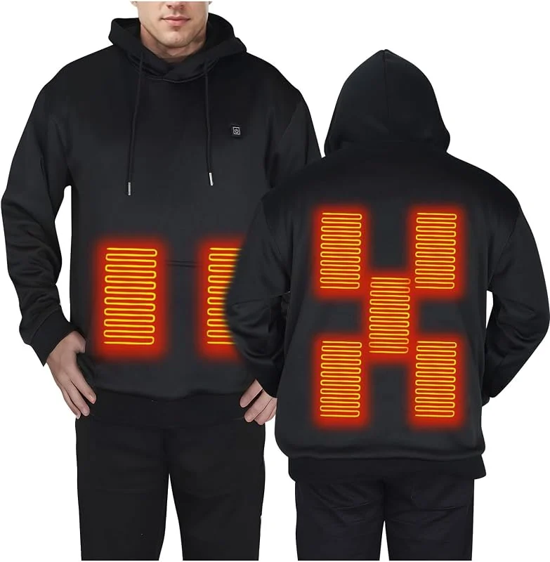 Marke: WOXIHUAN Beheizbarer Hoodie für Herren Damen Beheizte Jacken mit 5 Heizzonen Elektrische Beheizte Heizweste Kapuzenpullover Aktualisierte Version USB Beheizte Beheizbarer Pullover Hoody mit Kapuze — Heizkleidung