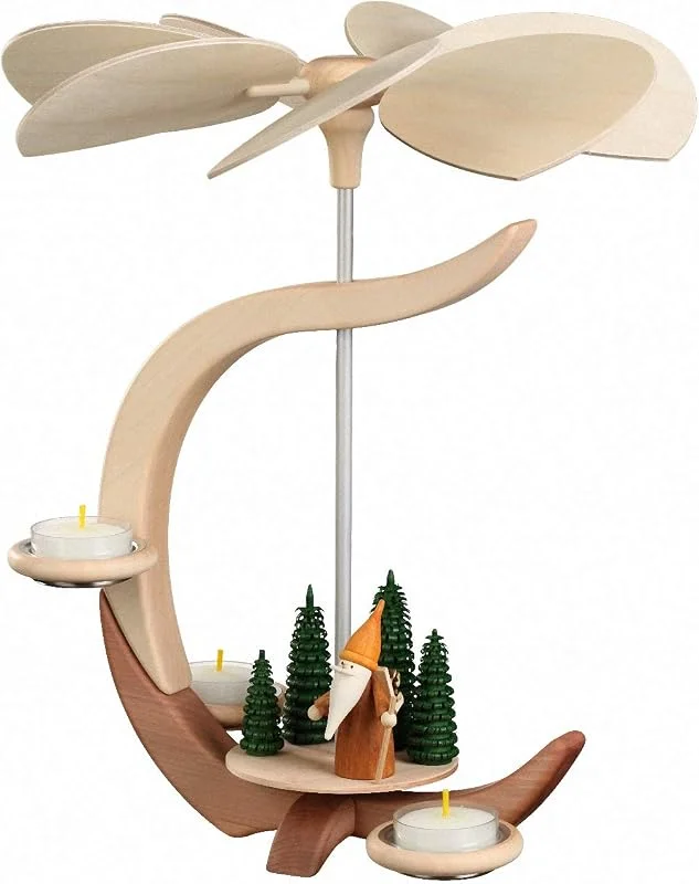Besuche den Seiffener Volkskunst-Store Seiffener Volkskunst Pyramide C-Form mit Waldarbeiterwichtel, Höhe 30 cm, original Erzgebirge — Weihnachtsdeko