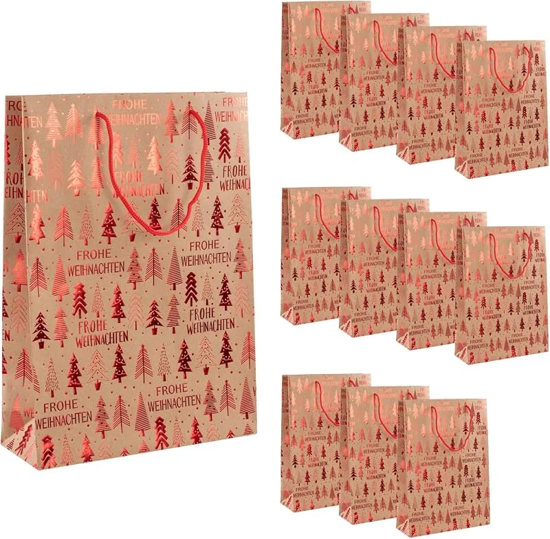 Besuche den Idena-Store Idena Geschenktüten Tannenbaum, 12 Stück, 25 x 35 x 9 cm — Geschenkverpackung