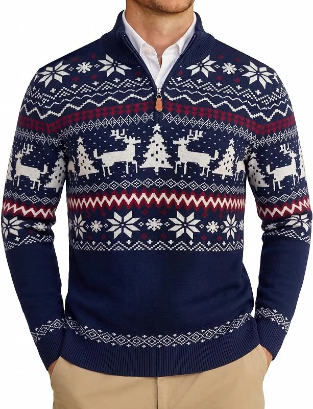 Besuche den COOFANDY-Store COOFANDY Hässlicher Weihnachtspullover für Herren, Viertelreißverschluss — Weihnachtsmode