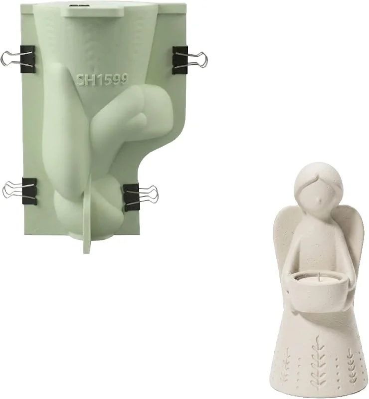 Besuche den BOOWAN NICOLE-Store Boowan Nicole Teelichthalter-Silikonform SH1599 Engel des Lichts — Advent und Tisch