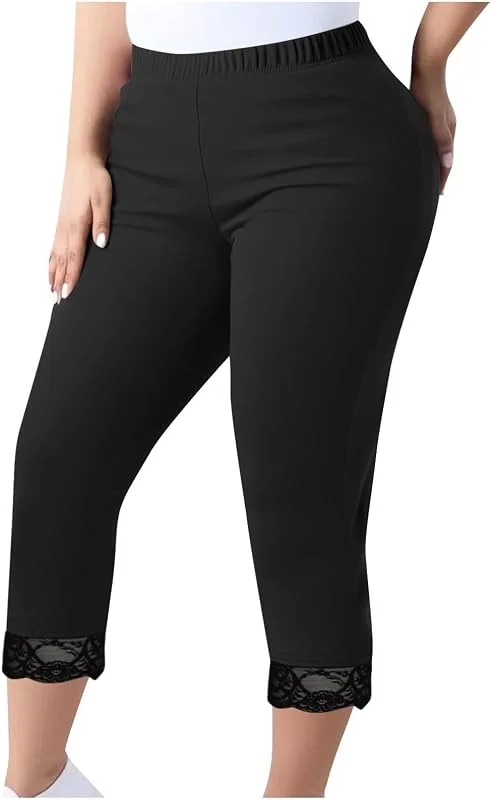 Marke: Generisch Generisch Leggings FüR Damen, ÜBergrößE, Spitze, Yogahose, Atmungsaktiv, Laufen, Workout Im (L 5XL) GroßE GrößEn Damen Hosen 7, 8 3, 4 Legins Hose Kompression Po Push Up Effekt Kurz Capri Mit — Weihnachtsmode