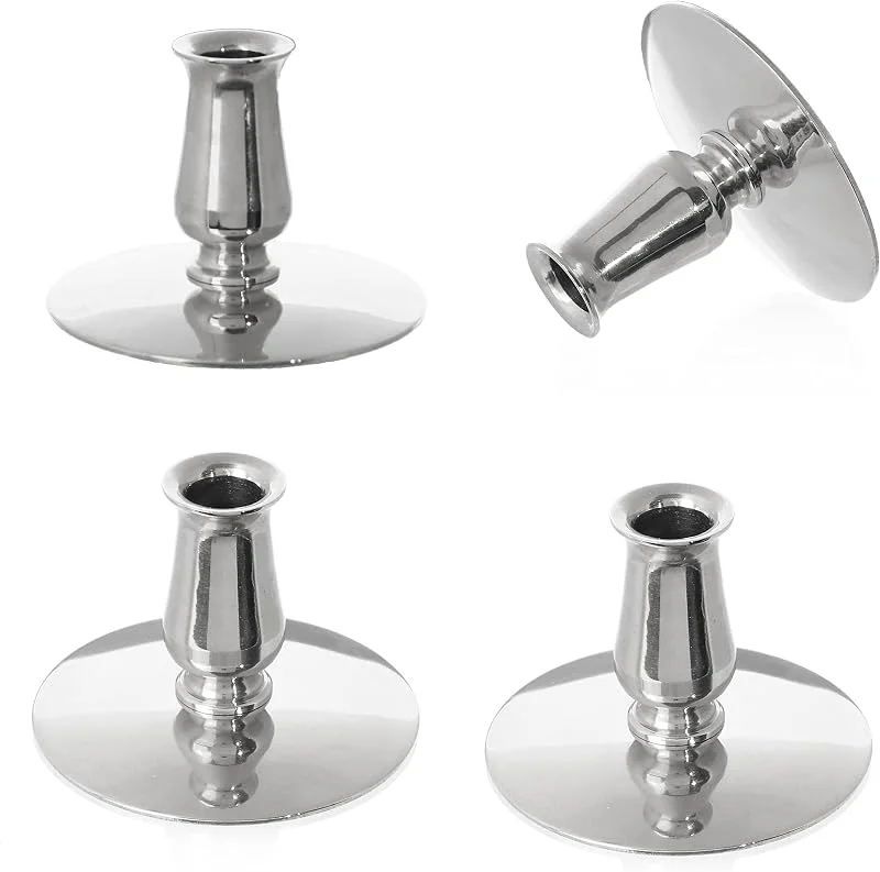 Besuche den NKlaus-Store NKlaus Kerzenhalter aus Messing, Ø0, 9cm, für dünne Altarkerzen, Silber — Kerzenlicht Abendessen