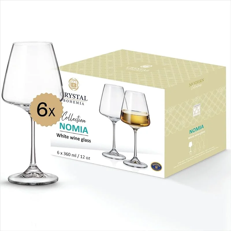 Besuche den CRYSTAL BOHEMIA-Store CRYSTAL BOHEMIA Weißweingläser - 6er Set, je 360 ml, spülmaschinenfest, kratzfest - Elegante Kelche aus Kristallglas für Chardonnay, Pinot Grigio & Riesling - Ideal für Dinner, Partys & als Geschenk — Wein und Festtafel