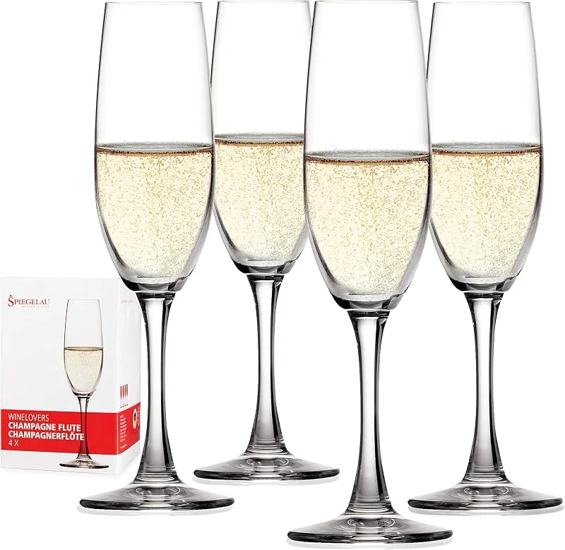 Besuche den Spiegelau-Store Spiegelau Champagner Gläser 190 ml, 4 Stück, Winelovers, 4090187, Champagnerflöten aus Kristallglas, Sektgläser spülmaschinenfest — Wein und Festtafel