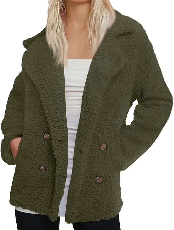 Marke: Generisch Generisch Teddyjacke Damen Ohne Kapuze Mittellang Winterjacke Damen Warm Gefüttert Fleecejacke Winter Teddyfleece Jacke Mit Knöpfen Elegant Plüschjacke Dicke Flauschig Mantel Mit Taschen — Heizkleidung