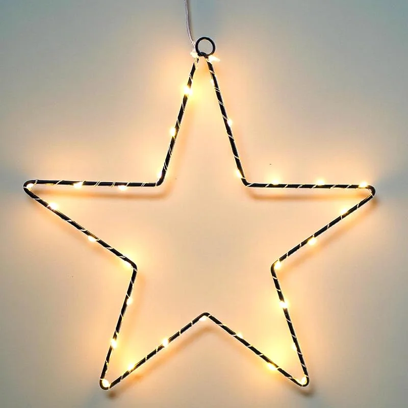 Besuche den Spetebo-Store Metall Weihnachtsstern Silhouette 40 cm zum Hängen schwarz für Außen mit Timer - 40 LED - Stern Fensterbild warm weiß beleuchtet batteriebetrieben - Weihnachten Advent Wandbild Deko Leuchte — Weihnachtsdeko