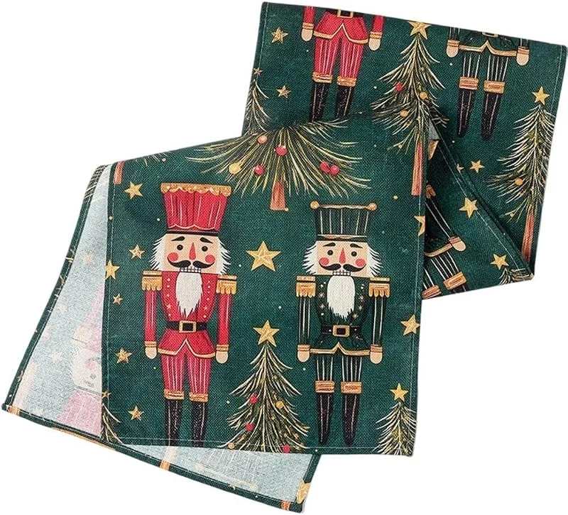 Marke: Muteitt Weihnachtstischläufer, Tischläufer Nussknacker- Und Soldatenmotiven Für Die Weihnachts- Und Winterfeiertage – Tischdekoration Für Küche Und Esszimmer — Küche & Haushalt