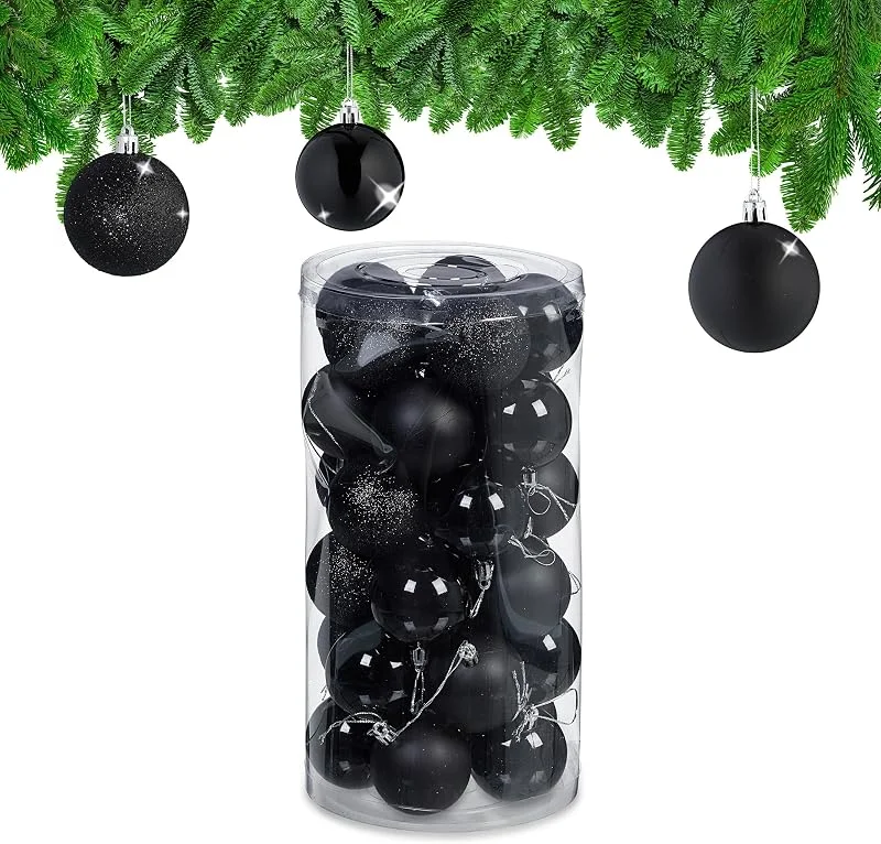 Besuche den Relaxdays-Store Relaxdays Weihnachtskugeln im 30er Set, Kunststoff, D: 6 cm, runde Weihnachtsbaumdeko, Baumschmuck bruchsicher, Farbwahl — Weihnachtsdeko