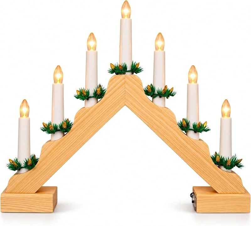 Marke: WedDecor WedDecor Weihnachten Holz Kerzenbrücke Bogen mit sieben LED Kerzen — Weihnachtsdeko