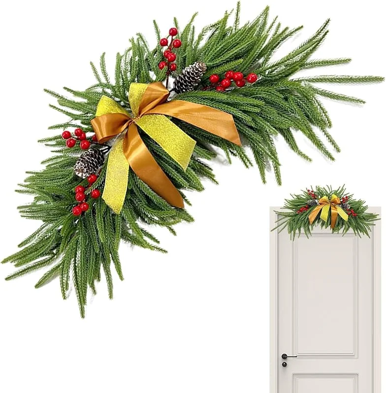 Marke: Generisch Weihnachtsgrün-Girlande Künstliche Tannengirlande mit roten Beeren und — Weihnachtsdeko