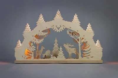 Besuche den weigla-Store weigla Schwibbogen Hirschfamilie - elektrisch beleuchtet – Lichterbogen – Schwibbogen – Holz – Erzgebirge – Länge 52 cm - NEU — Weihnachtsdeko