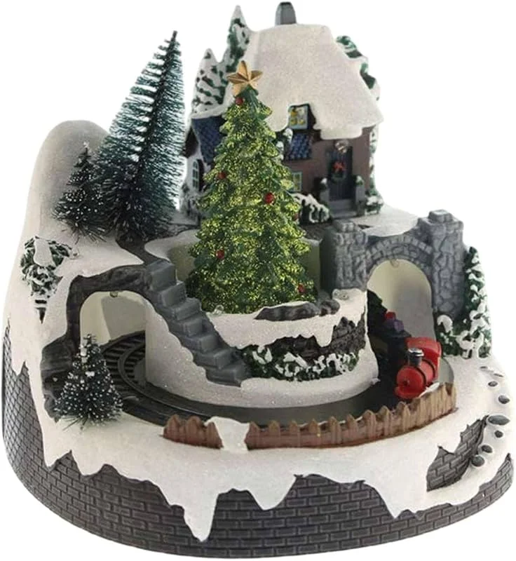 Marke: WELL HOME MOBILIARIO & DECORACIÓN Dekoratives Weihnachtsdorf mit Bewegung, LED-Lichtern und Musik — Weihnachtsdeko