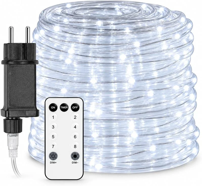 Besuche den Cecaylie-Store LED Lichterschlauch Außen 30m Kaltweiß, mit Stecker, Fernbedienung — Weihnachtsbeleuchtung