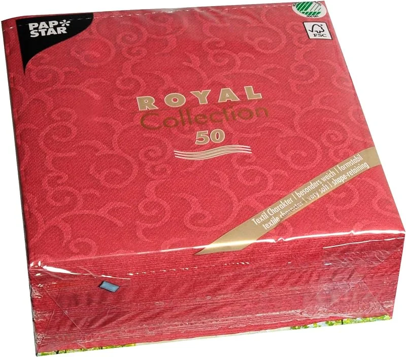 Besuche den PAPSTAR-Store Papstar, 50 Servietten "ROYAL Collection" 1, 4-Falz 40 cm x 40 cm bordeaux "Casali", #84880 — Advent und Tisch